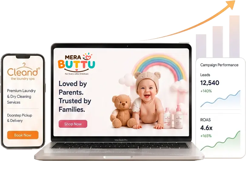 SoftSweep mascot holding a growth chart